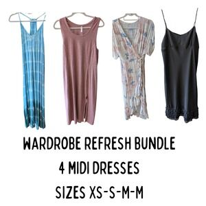 Bundle of 4 Midi Dresses Michael Stars Fabletics Lovestitch Loft XS S M